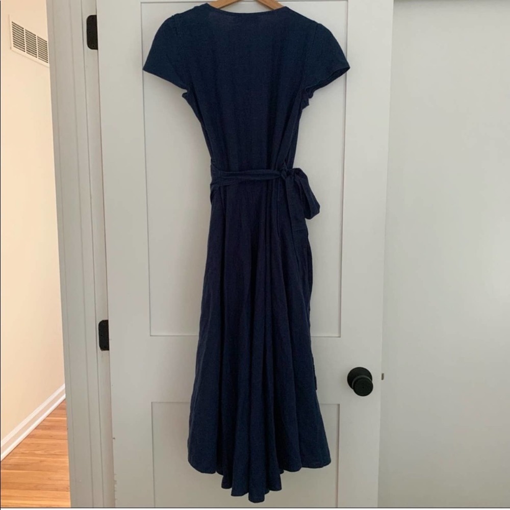 New Ralph Lauren Maxi Linen Navy Long Dress - Picture 4 of 16